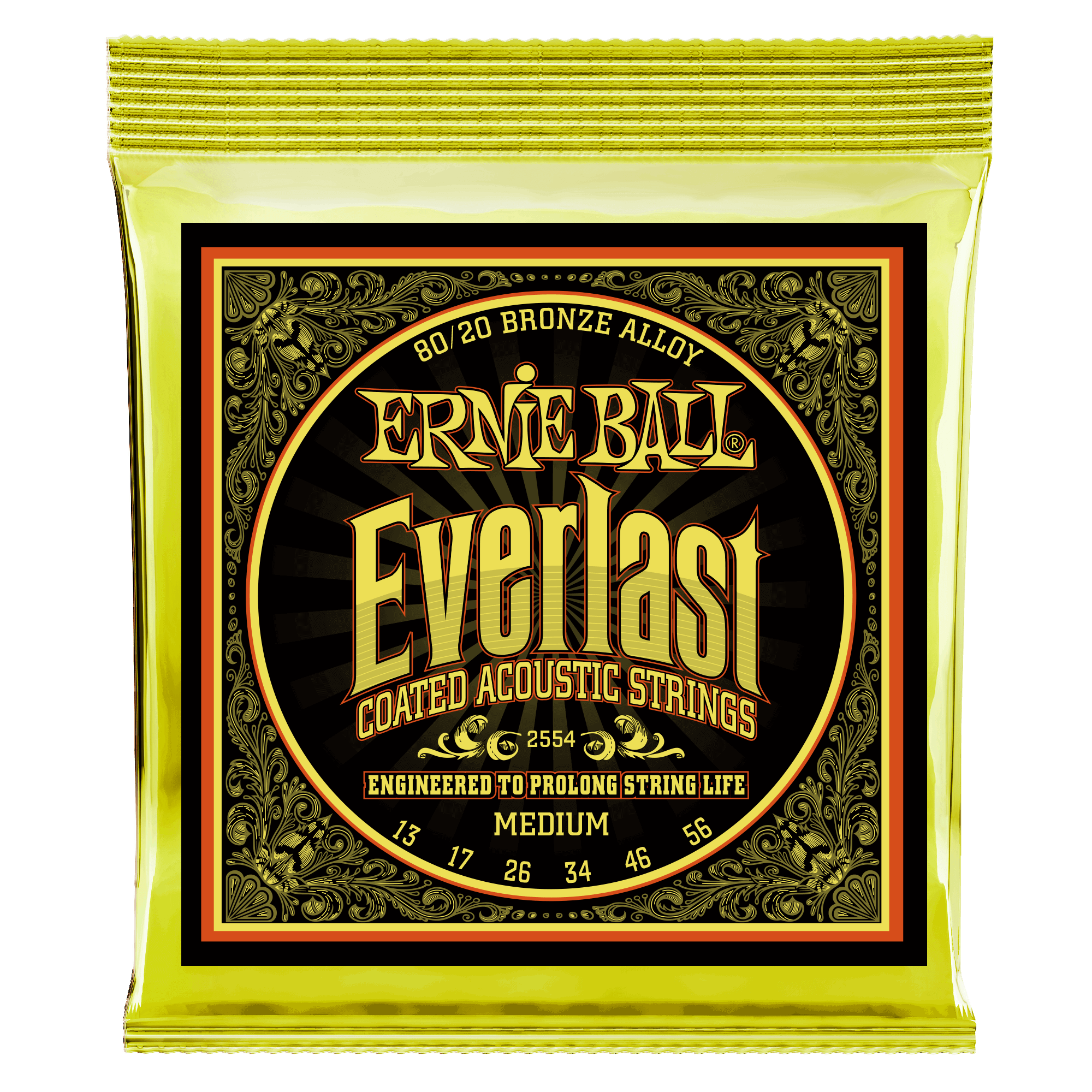 ERNIEBALL P02554 - Everlast Medium Coated 80/20 Bronze 13-56 Akustik Gitar Teli