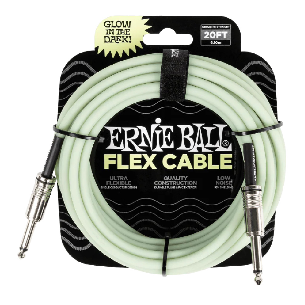 Ernie Ball Flex Glow in the Dark Düz/Düz Uçlu 6m Enstrüman Kablosu