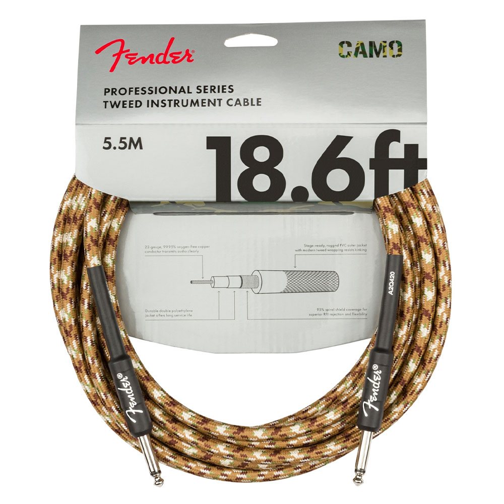 Fender Professional Series Cable Straight/Straight 18.6' Desert Camo Kablo