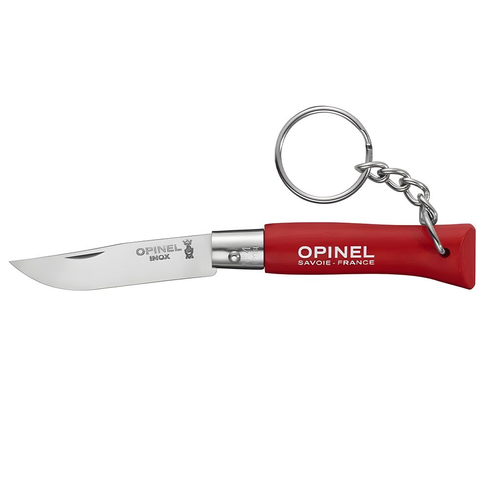 OPINEL No 4 Anahtarlıklı Paslanmaz Çelik Çakı Kırmızı (Ahşap Saplı)