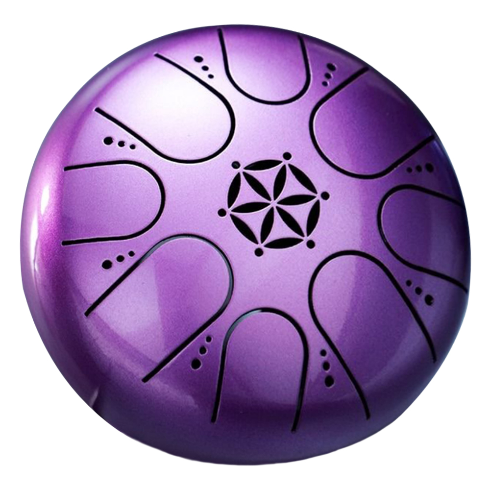 YOGIXO Tongue Drum 8 Notalı 5″ Yaşam Çiçeği Desenli - Çantalı - Mor