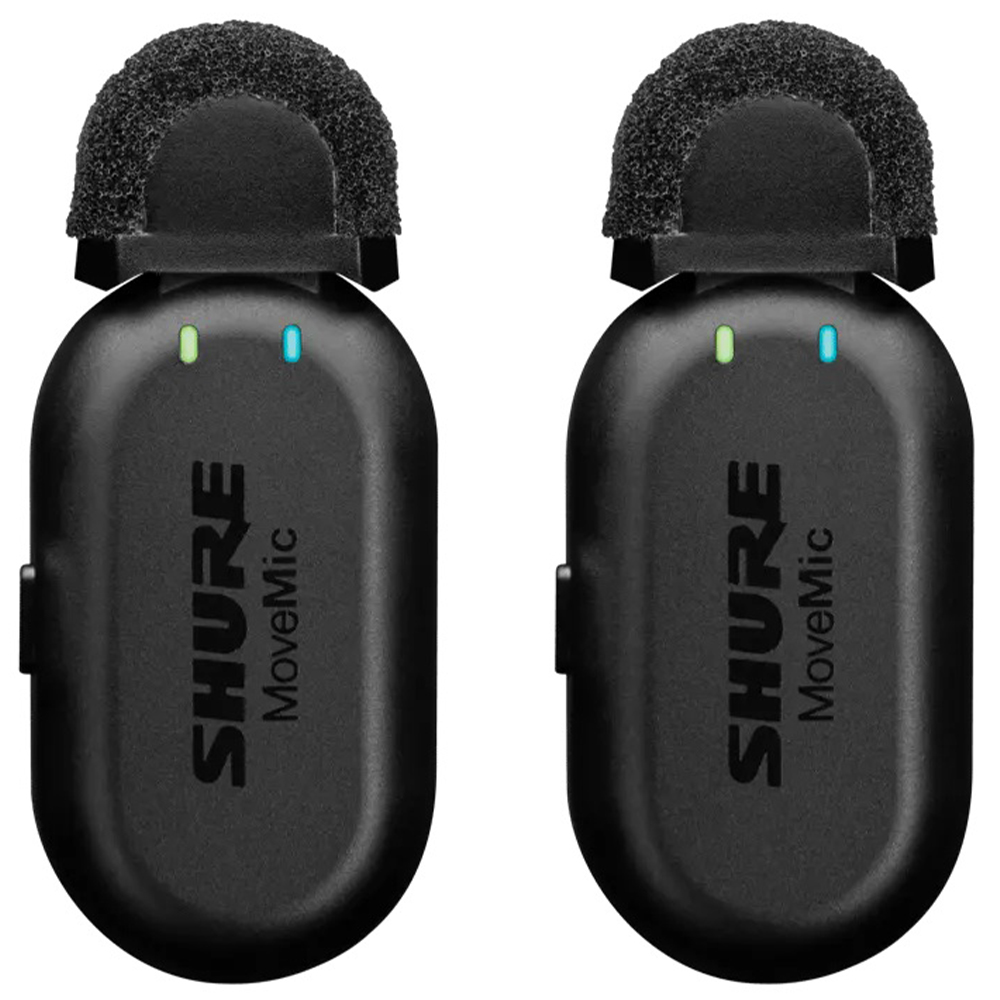 Shure MoveMic Two İki kanal Kablosuz Yaka Mikrofonu (Şarj çantası dahil)