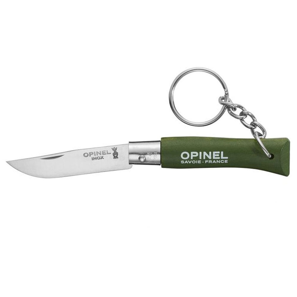 OPINEL No 4 Anahtarlıklı Paslanmaz Çelik Çakı Yeşil (Ahşap Saplı)
