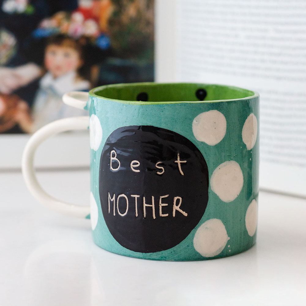 GRİ SERAMİK Best Mother Fincan Mavi/Yeşil