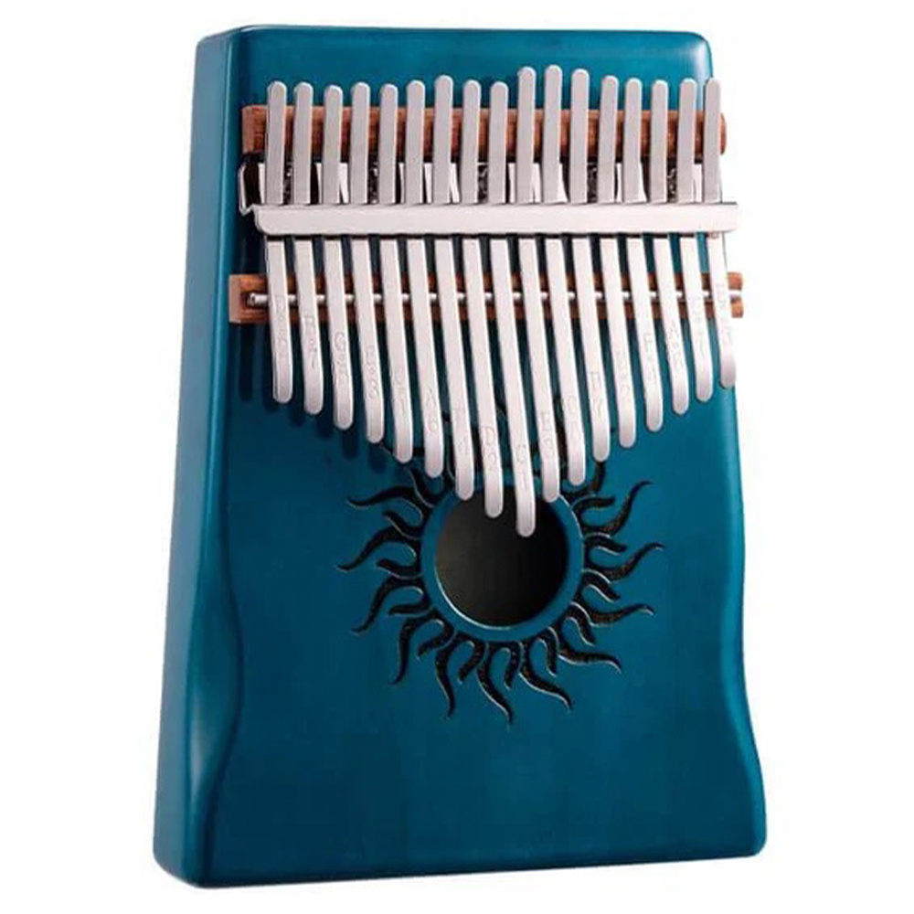 YOGIXO Kalimba 17 Notalı - Blue Painting Güneş Desenli Delik - Poplar