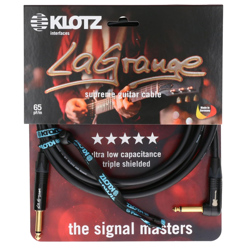 Klotz LA-Grange Enstrüman Kablosu 4,5m Altın Açılı Neutrik Uçlu