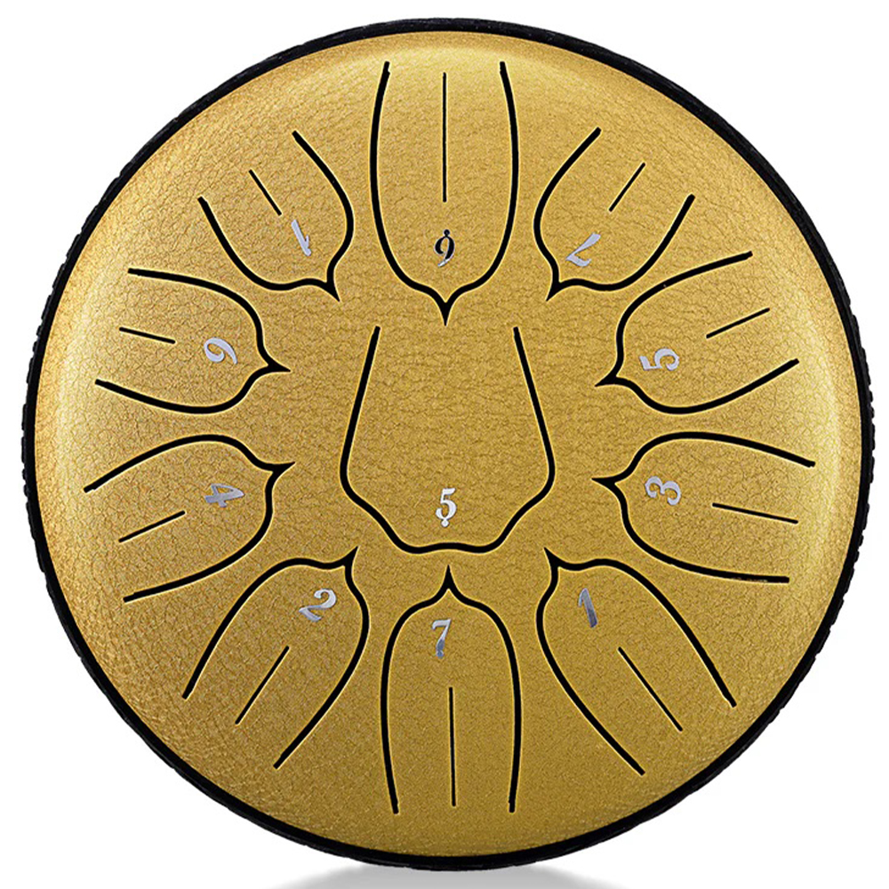 YOGIXO Tongue Drum V2 11 Notalı 6″ Lotus Desenli - Altın