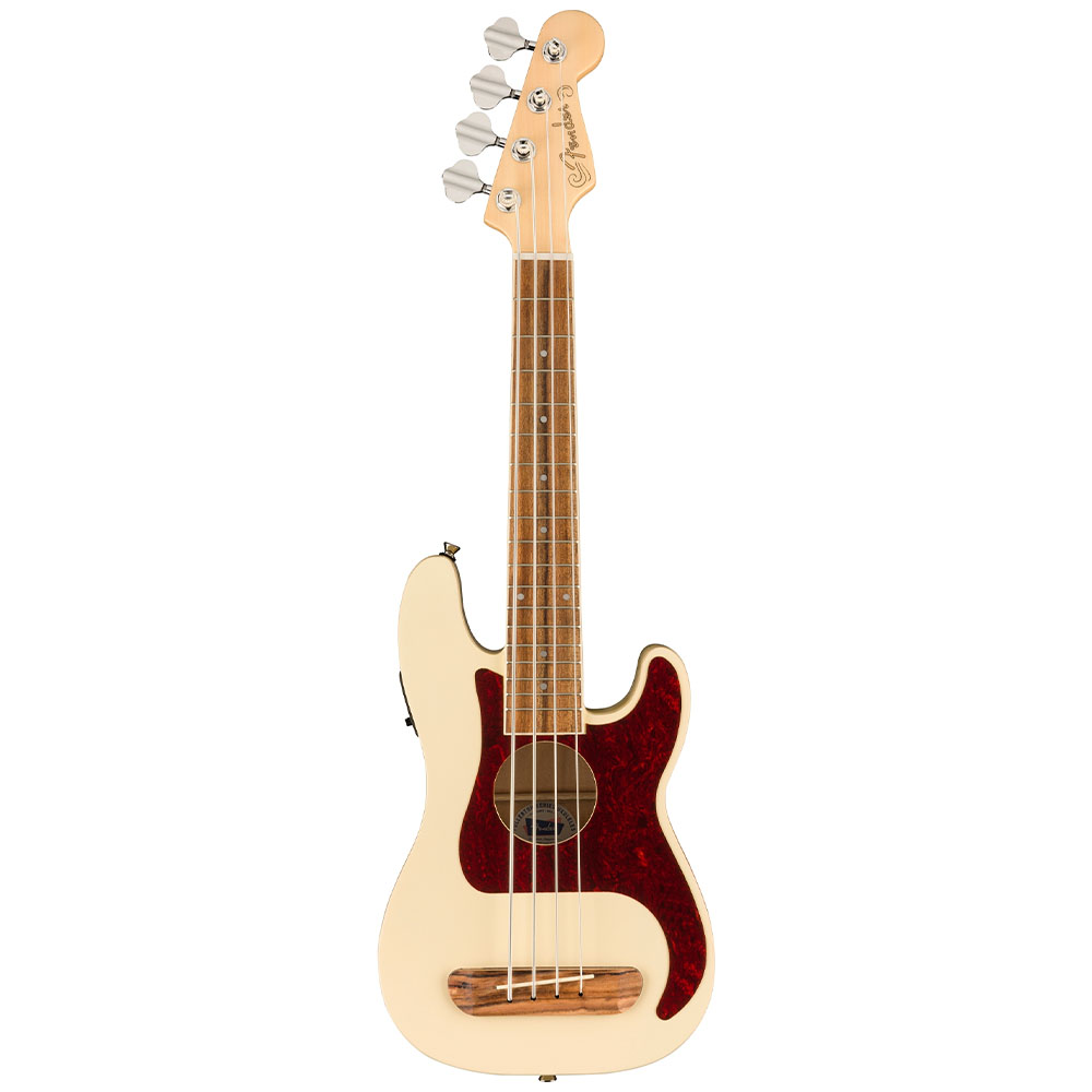 Fender Fullerton Precision Bass Uke Ceviz Klavye Olympic White Elektro Bas Ukulele
