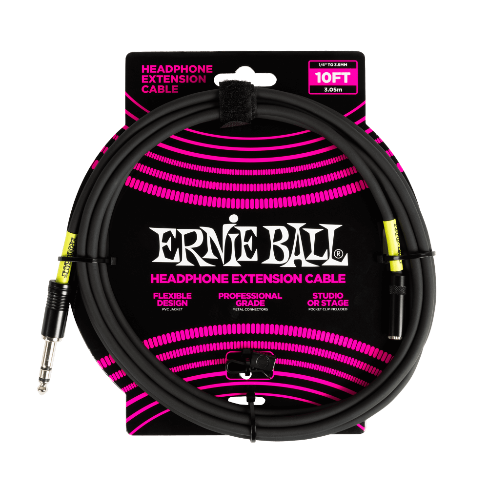 Ernie Ball Kulaklık Uzatma Kablosu 1/4 to 3.5mm 10ft - Siyah