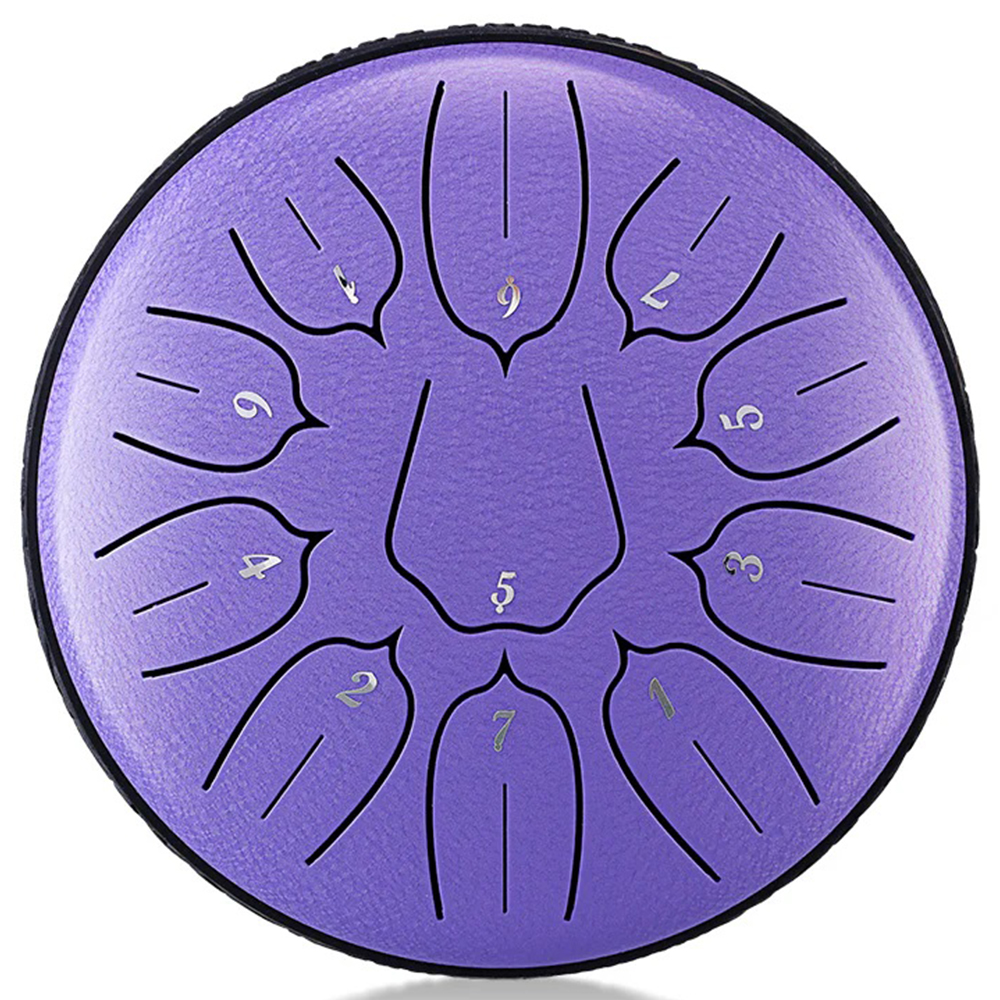 YOGIXO Tongue Drum V2 11 Notalı 6″ Lotus Desenli - Lavanta