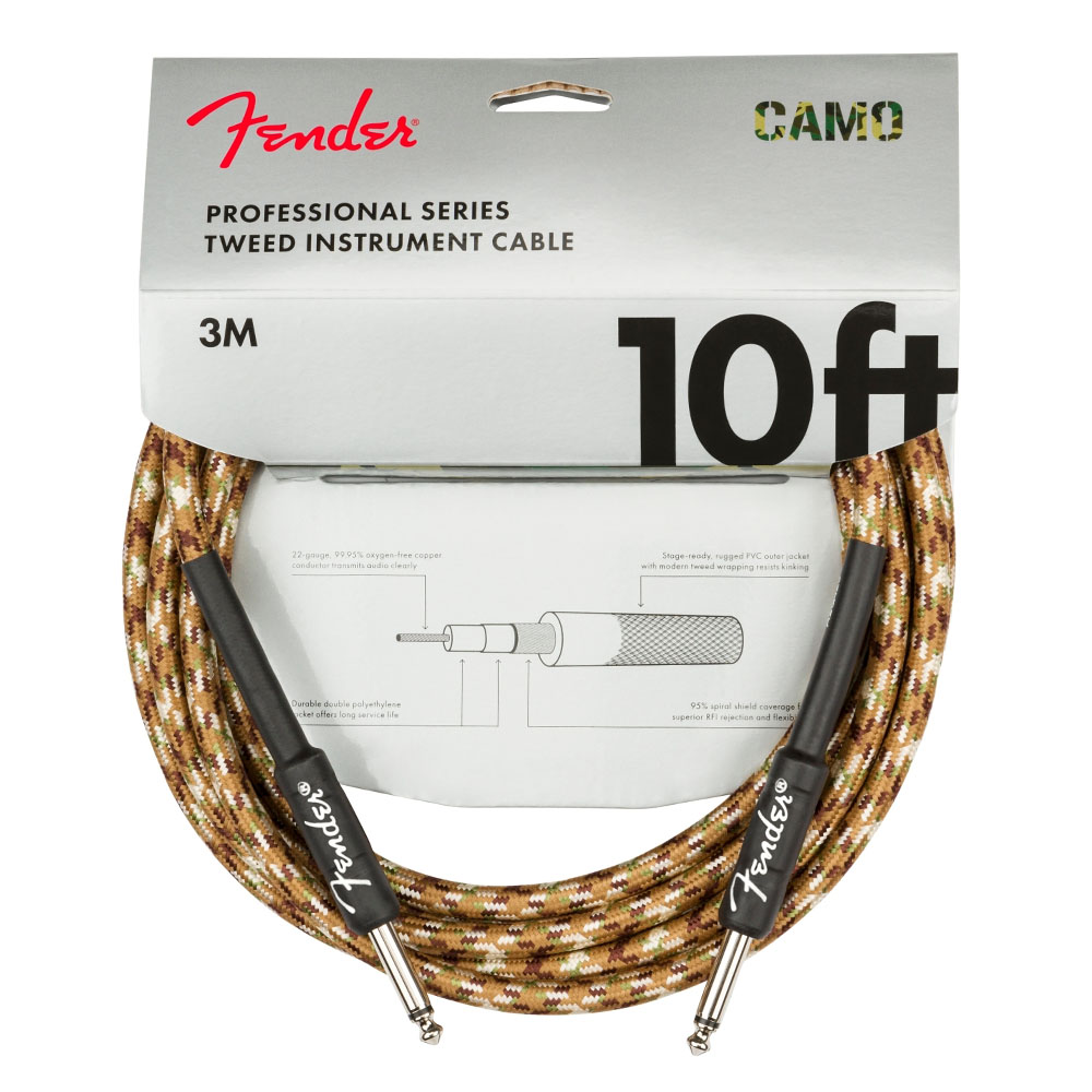 Fender Professional Series Cable Straight/Straight 10' Desert Camo Kablo