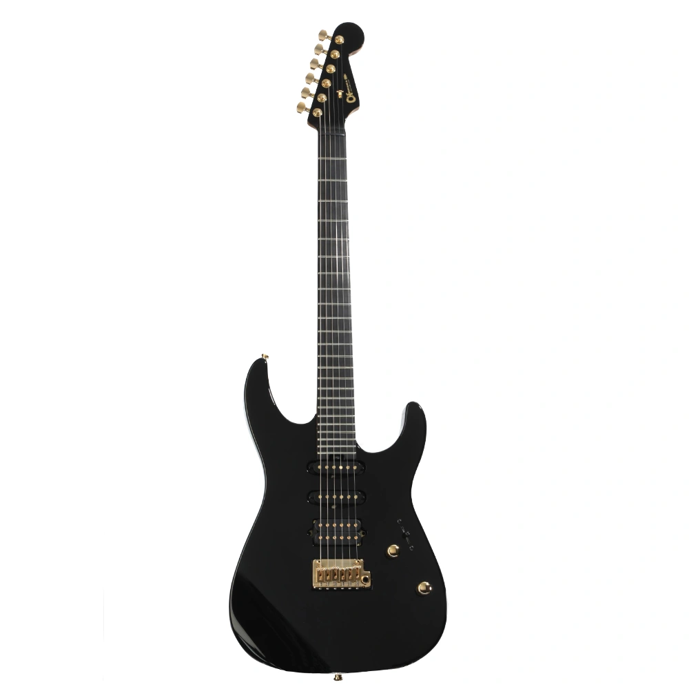 Charvel USA Custom Shop DK24 HSS Black Gold Elektro Gitar w/ Hardcase