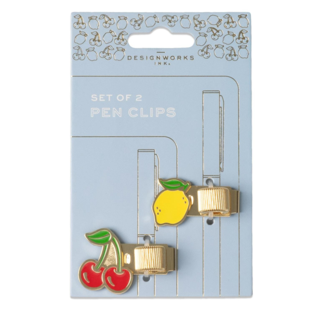 DESIGNWORKS INK Kitap İçin Kalem Klipsi (2'li) Limon + Vişne
