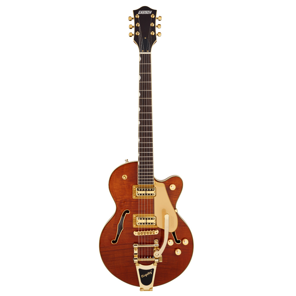 Gretsch Limited Edition Electromatic Flame Okoume Broadkaster Jr. Center Block Single Cut w/Bigsby Roundup Turuncu Elektro Gitar