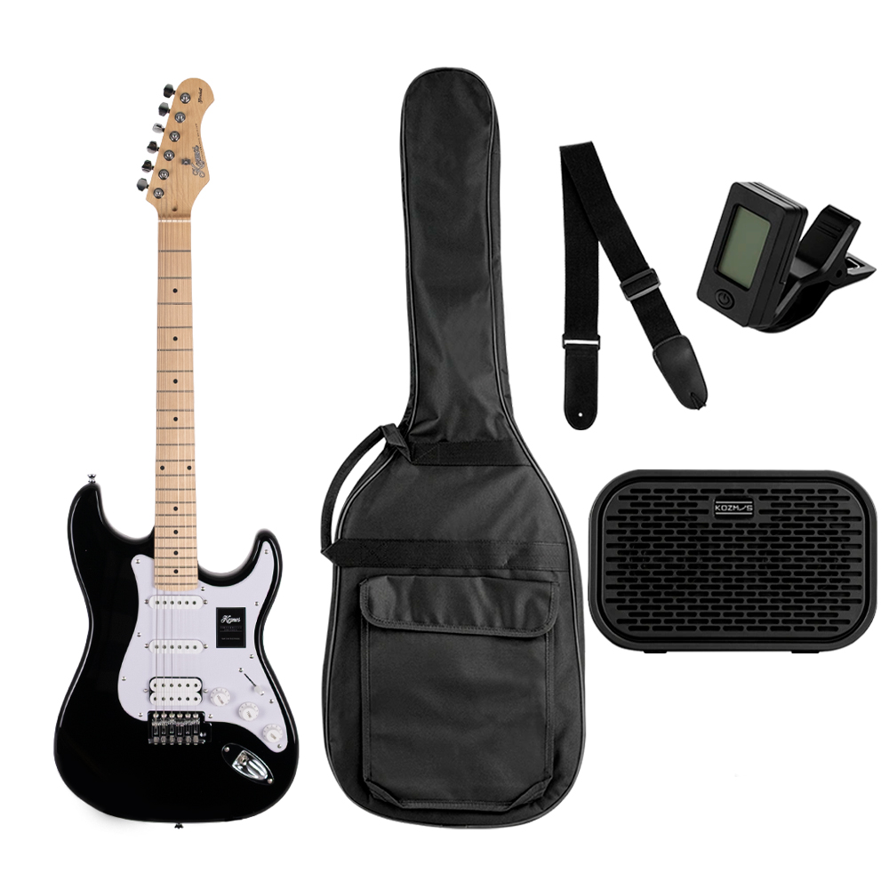 KOZMOS KGP-STG20HSS-BK Siyah Elektro Gitar + UNIQUE-MINI-BK 10W Amfi Başlangıç Paketi
