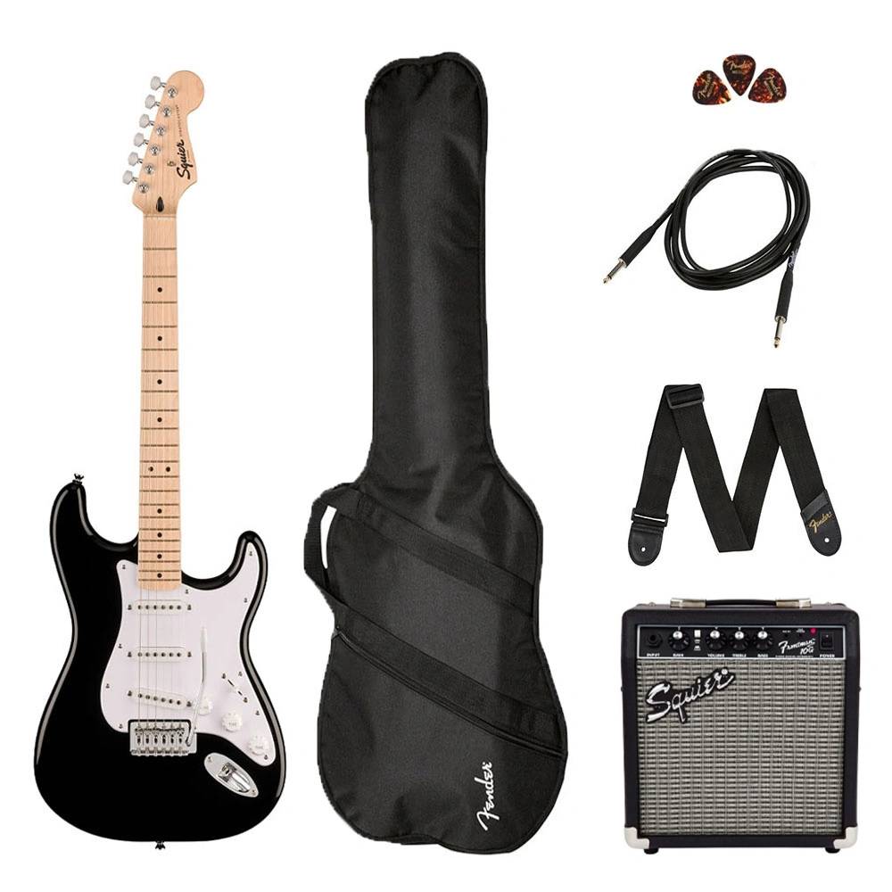 Squier Sonic Stratocaster Siyah Elektro Gitar Seti