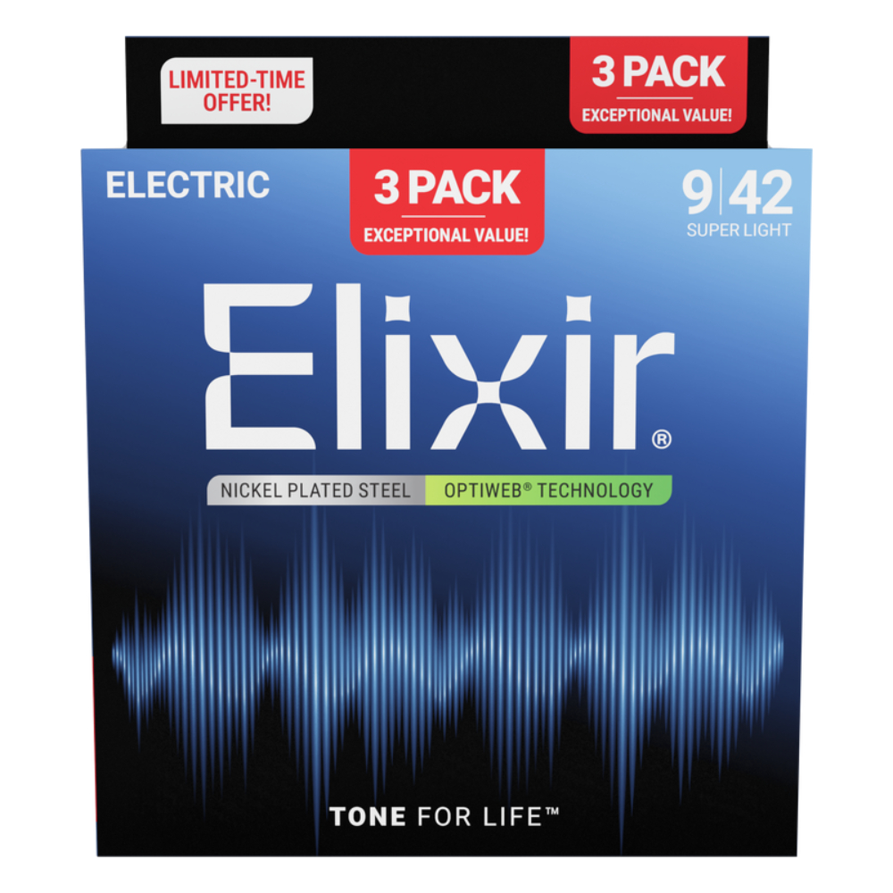 Elixir 16571 3'lü Optiweb Elektro Gitar Tel Paketi -  009-042