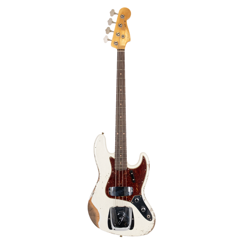 Fender Custom Shop 1961 Jazz Bass Heavy Relic Gülağacı Klavye Aged Olympic White Bas Gitar