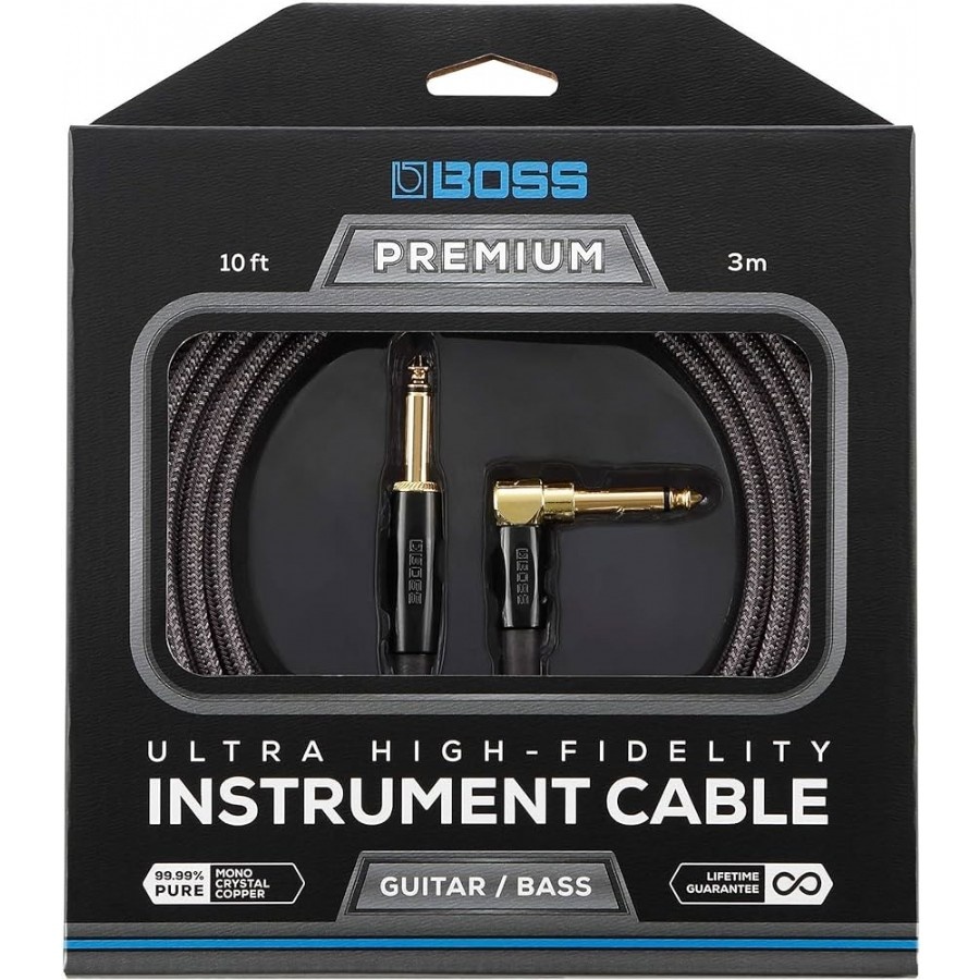 BOSS BIC-P10A Premium Düz/L Uçlu 3m Enstrüman Kablosu