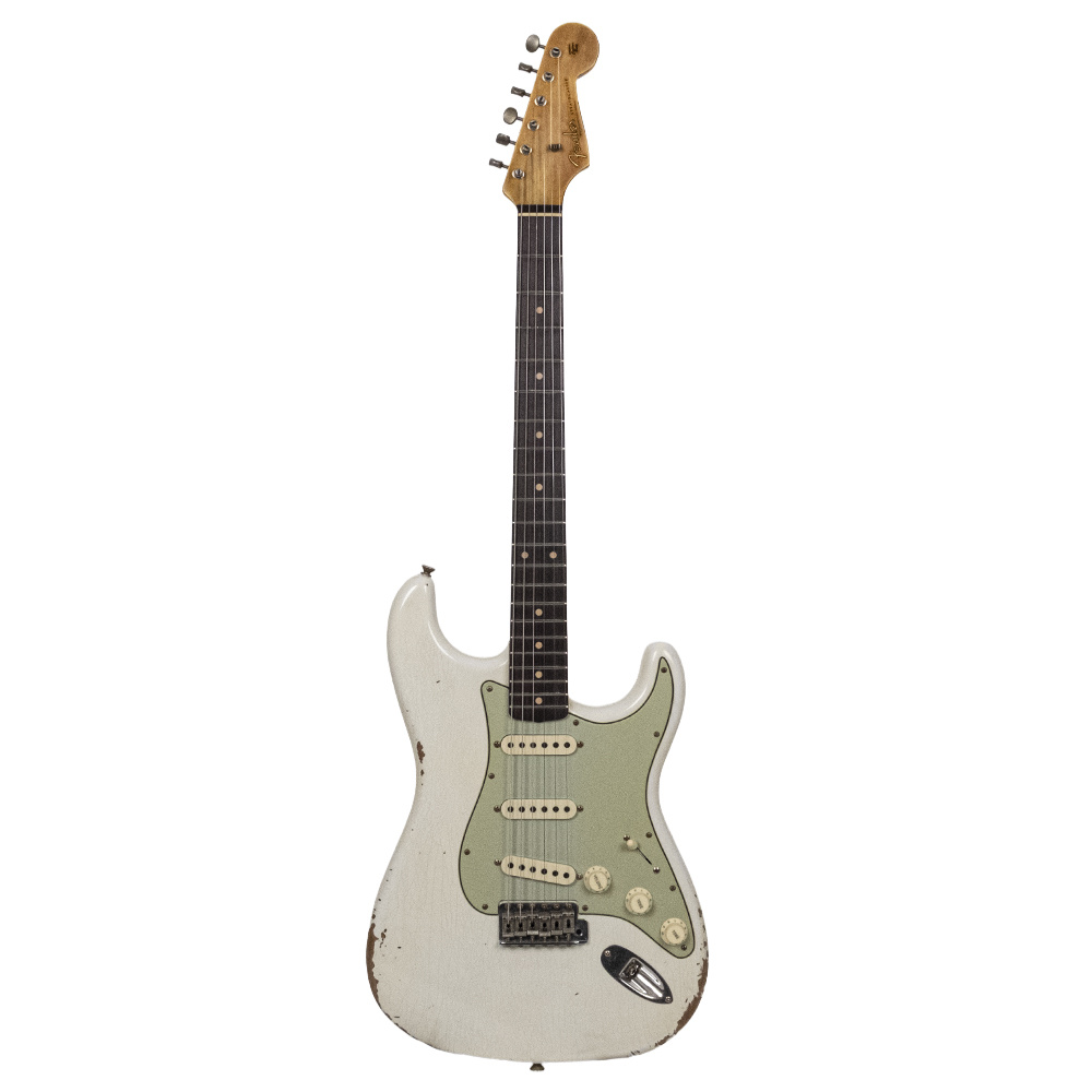 Fender Custom Shop 1962 Stratocaster Relic Gülağacı Klavye Aged Olympic White Elektro Gitar