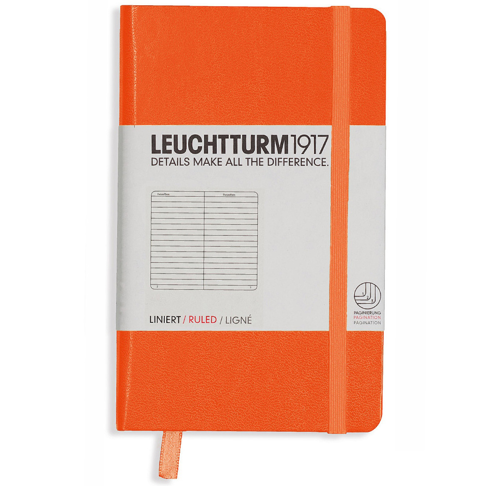 LEUCHTTURM Not Defteri Cep Boy (A6) Çizgili, Turuncu