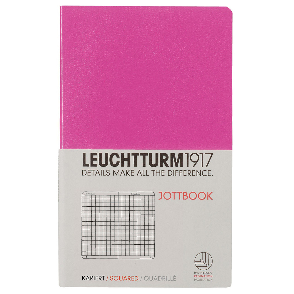 LEUCHTTURM Jottbook Not Defteri, Cep Boy (A6) Esnek Kapak,  Pembe