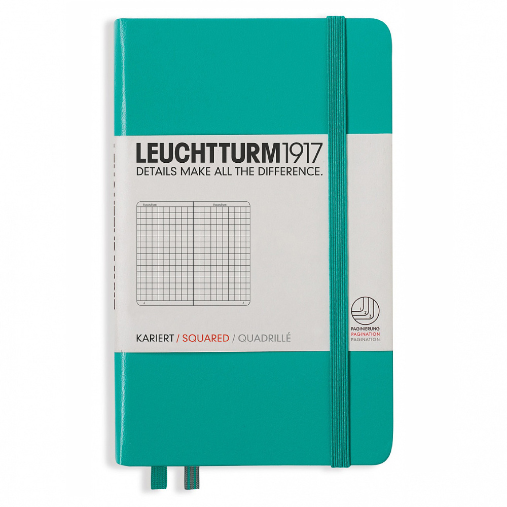 LEUCHTTURM Not Defteri Cep Boy (A6) Kareli, Zümrüt Yeşili