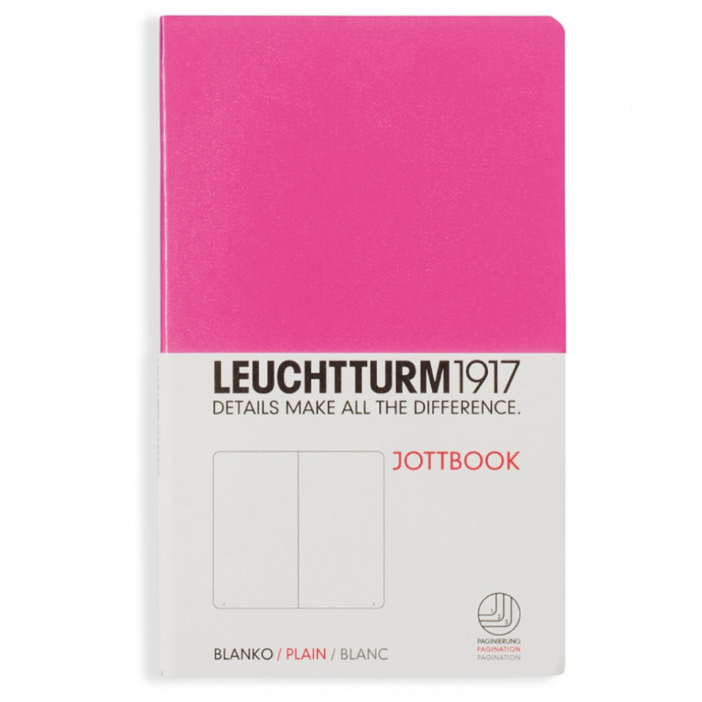 LEUCHTTURM Jottbook Not Defteri, Cep Boy (A6) Esnek Kapak, Çizgili, Yeni Pembe