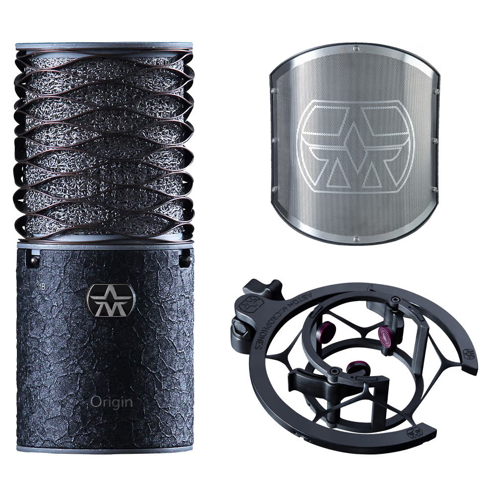 Aston Microphones ORIGIN BLACK BUNDLE Origin Geniş Diyafram Condenser Mikrofon (Pop Filtre Ve Shock-Mount Set Dahil)