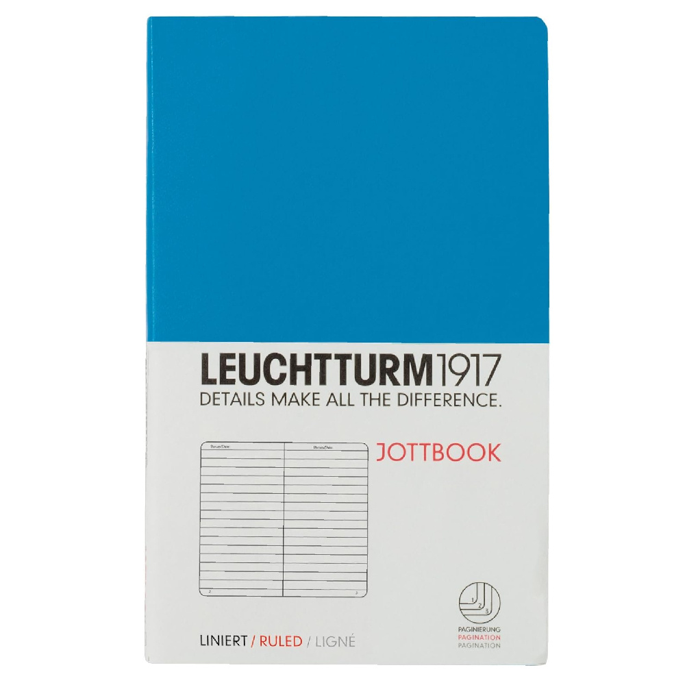LEUCHTTURM 1917 Jottbook Not Defteri, Cep Boy (A6), Esnek Kapak, 60 Sayfa, Çizgili, Mavi