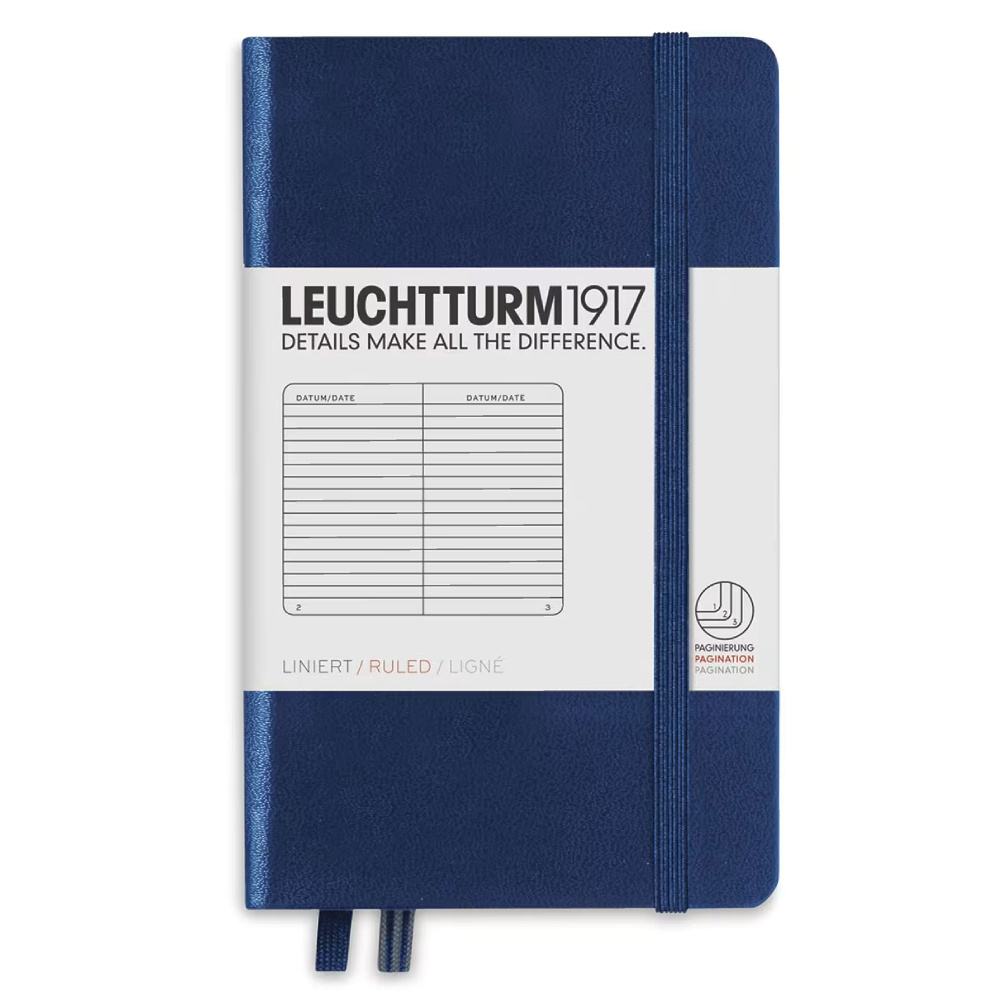 LEUCHTTURM 1917 Not Defteri Cep Boy (A6), Sert Kapak, 187 Sayfa, Çizgili, Lacivert