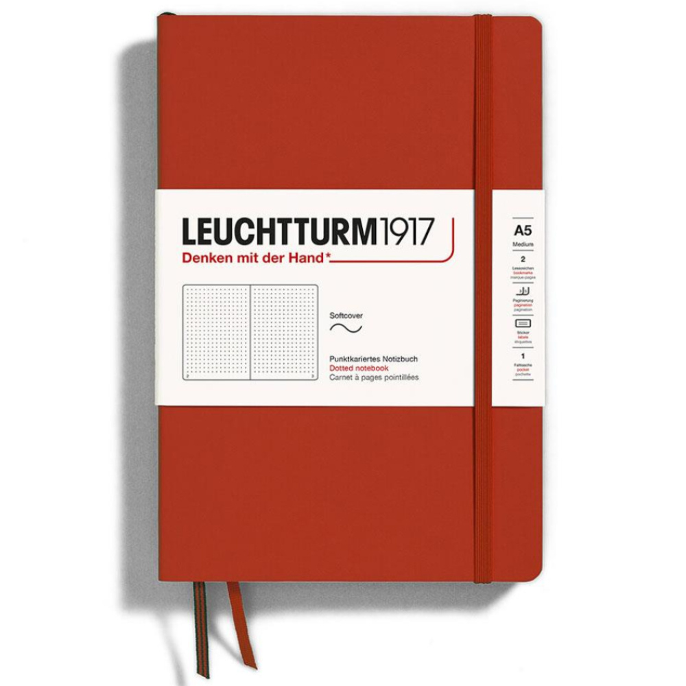 LEUCHTTURM 1917 Doğal Renkler Serisi Not Defteri, Orta Boy (A5), Yumuşak Kapak, 123 Sayfa, Noktalı, Tilki Kırmızısı