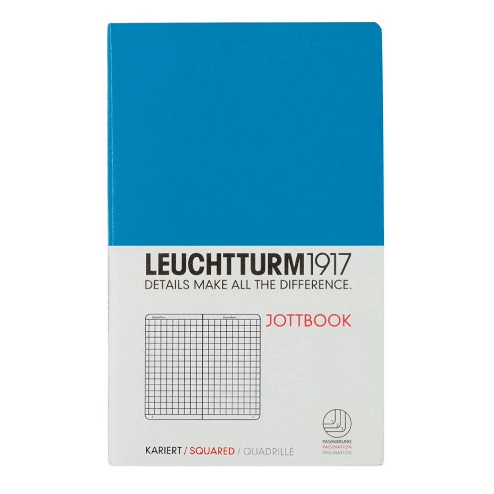 LEUCHTTURM 1917 Jottbook Not Defteri Orta Boy (A5), Kareli, Azur Mavi