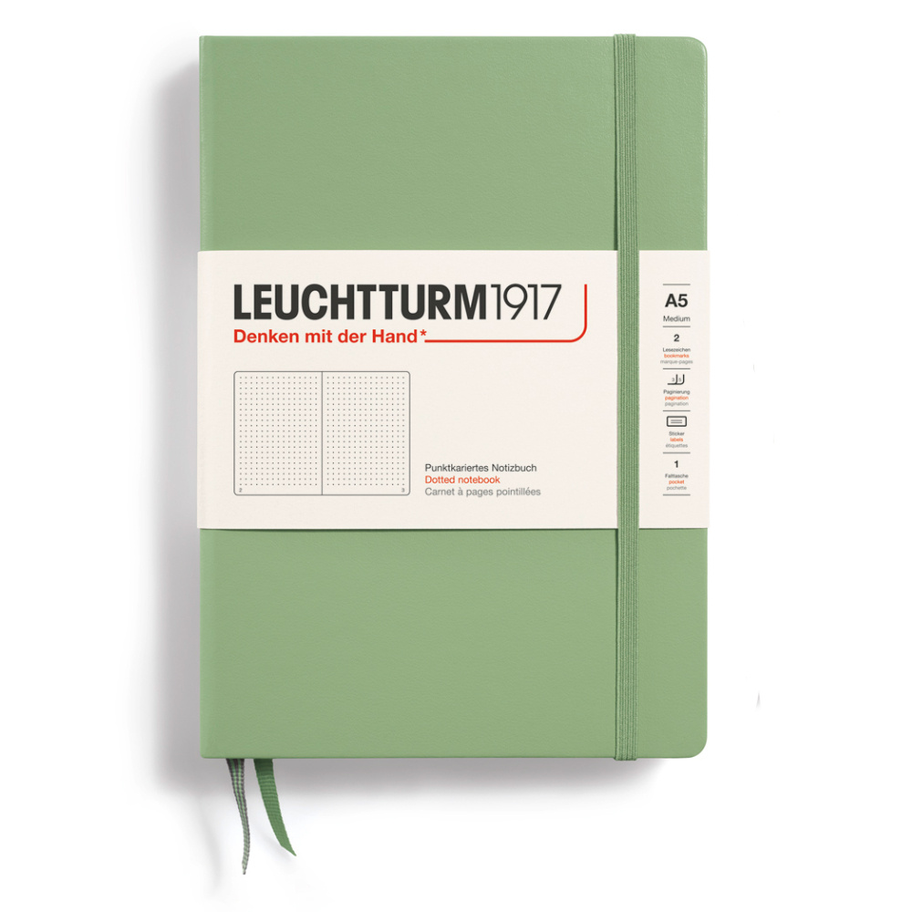 LEUCHTTURM 1917 Not Defteri Orta Boy (A5), Sert Kapak, 251 Sayfa, Noktalı, Adaçayı