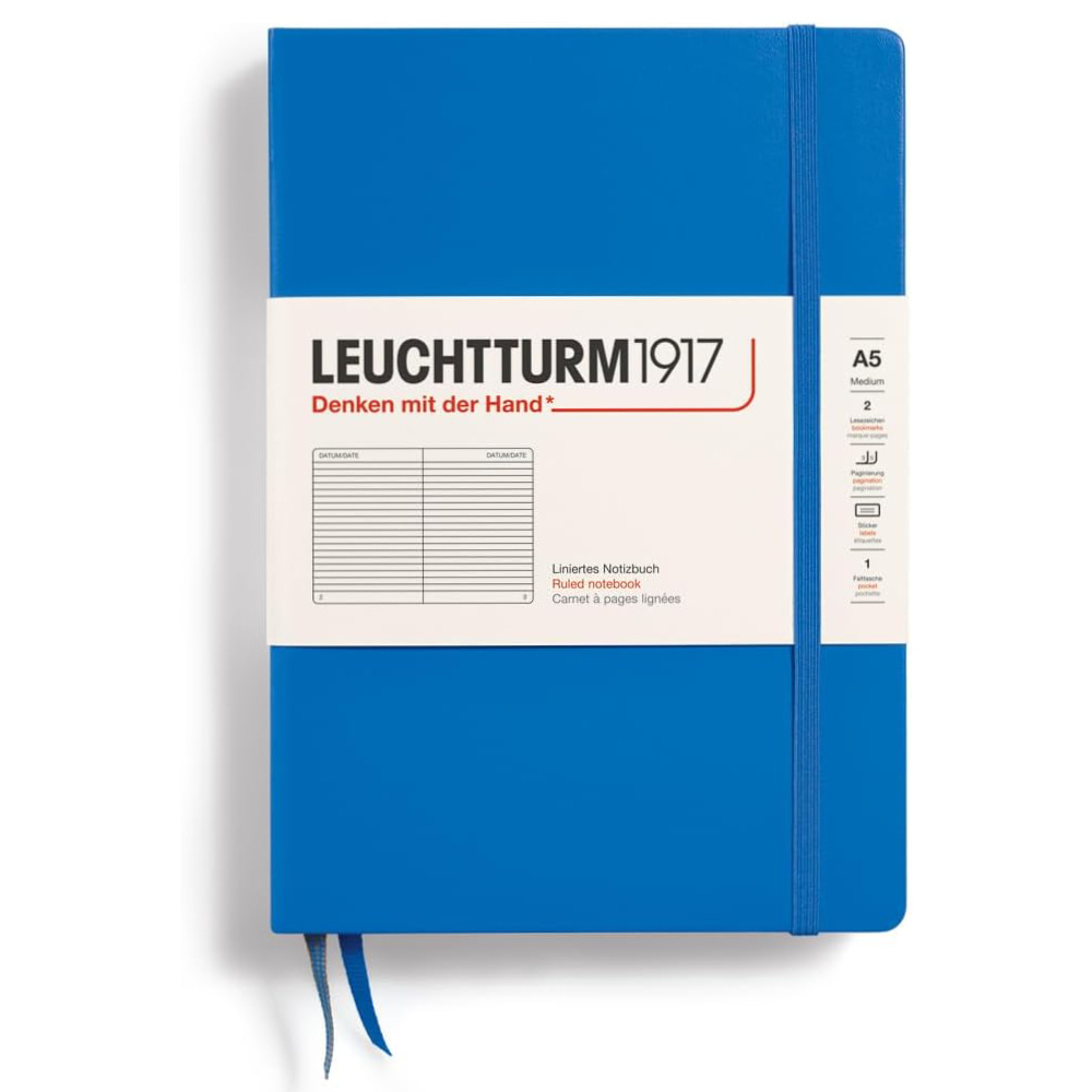 LEUCHTTURM Cep Boy (A6) Not Defteri, Çizgili, Mavi Kapak