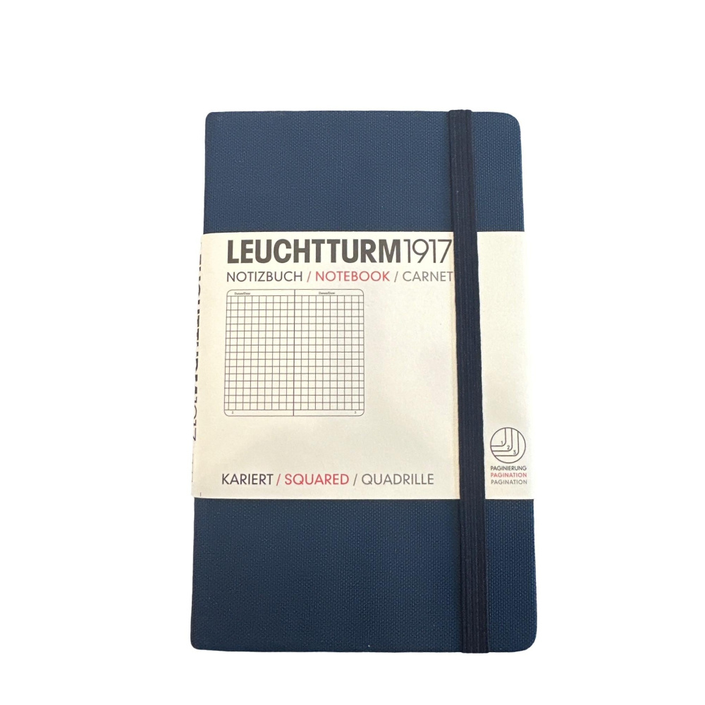LEUCHTTURM 1917 Cep Boy (A6) Not Defteri, Kareli, Lacivert, Kumaş Sert Kapak