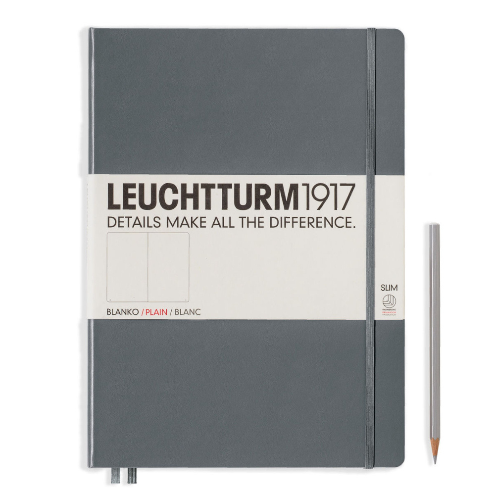 LEUCHTTURM Master Slim (A4+), 123 Sayfa Not Defteri, Düz, Antrasit Gri Defter