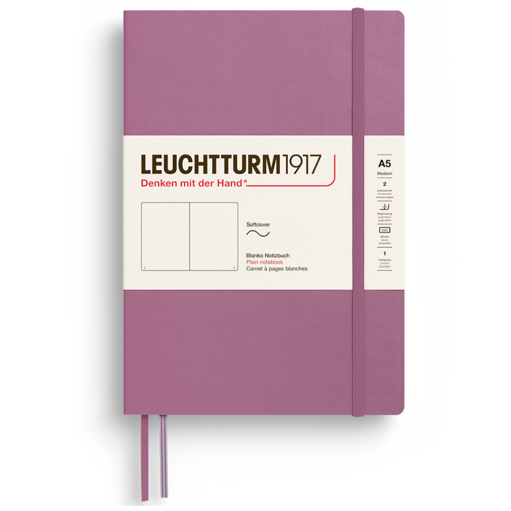 LEUCHTTURM Not Defteri Orta Boy (A5), Yumuşak Kapak, 123 Numaralandırılmış Sayfa, Düz, Tozlu Gül Defter