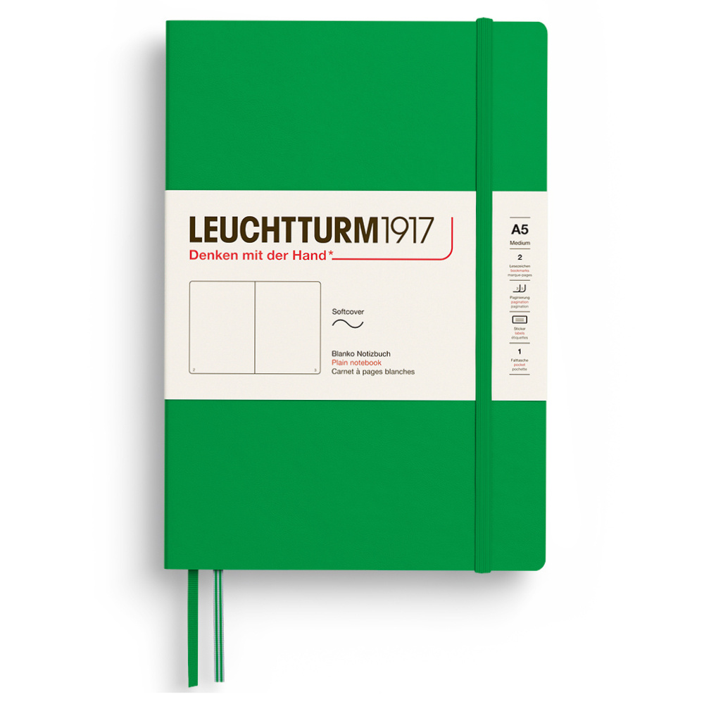 LEUCHTTURM Not Defteri Orta Boy (A5), Yumuşak Kapak, 123 Numaralandırılmış Sayfa, Düz, Bahar Yaprağı Defter