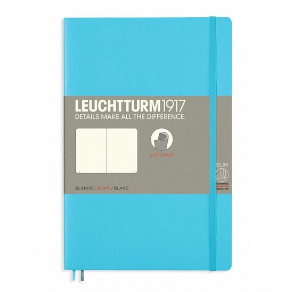 LEUCHTTURM Not Defteri Çanta Boy (B6+) Yumuşak Kapak, Düz, Buz Mavi Defter