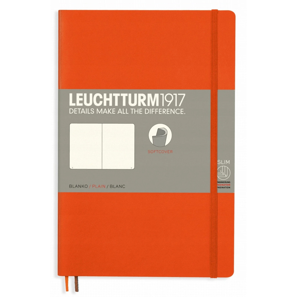 LEUCHTTURM Not Defteri Çanta Boy (B6+), Yumuşak Kapak, Düz, Turuncu Defter