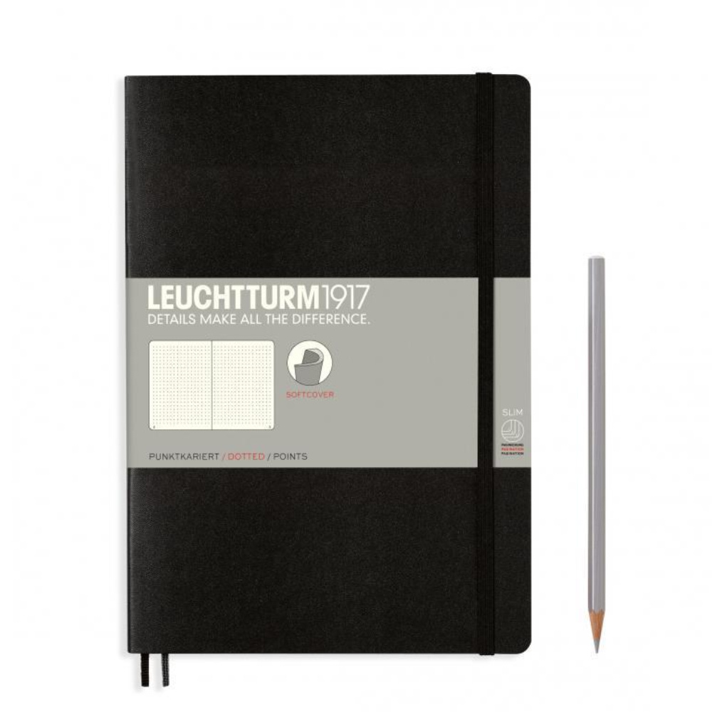 LEUCHTTURM Not Defteri Tablet Boy (B5), Yumuşak Kapak, Noktalı, Siyah Defter