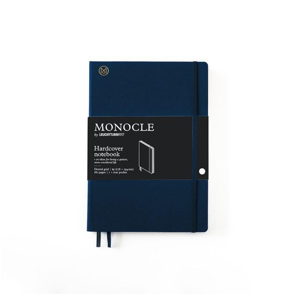 LEUCHTTURM Monocle Serisi, Tablet Boy (B5), Sert Kapak, Noktalı, Lacivert Defter