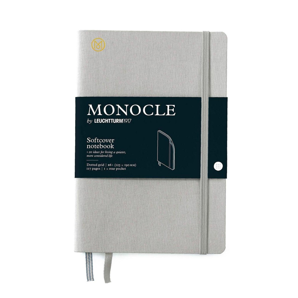 LEUCHTTURM Monocle Serisi, Çanta Boy (B6+), Yumuşak Kapak, Noktalı, Açık Gri Defter