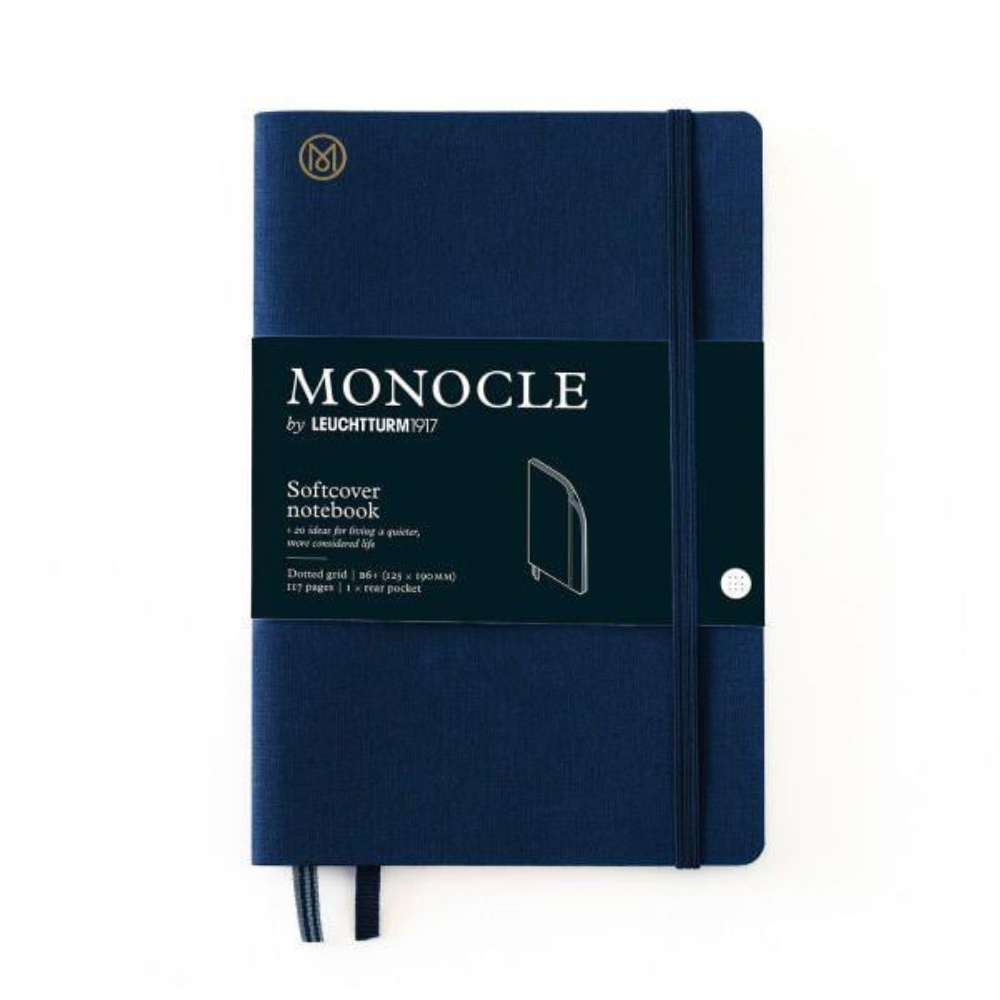 LEUCHTTURM Monocle Serisi, Çanta Boy (B6+), Yumuşak Kapak, Noktalı, Lacivert Defter