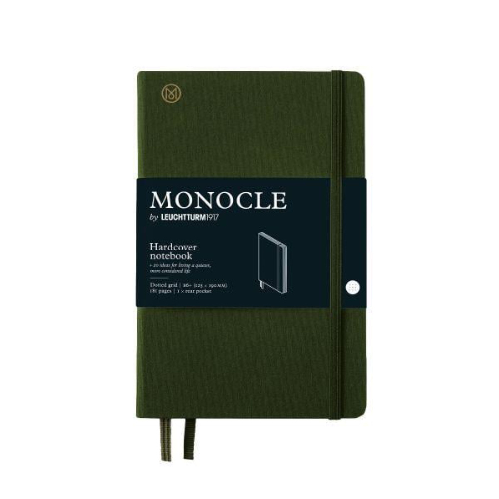 LEUCHTTURM Monocle Serisi, (B6+), Sert Kapak, Noktalı, Zeytin Yeşili Defter