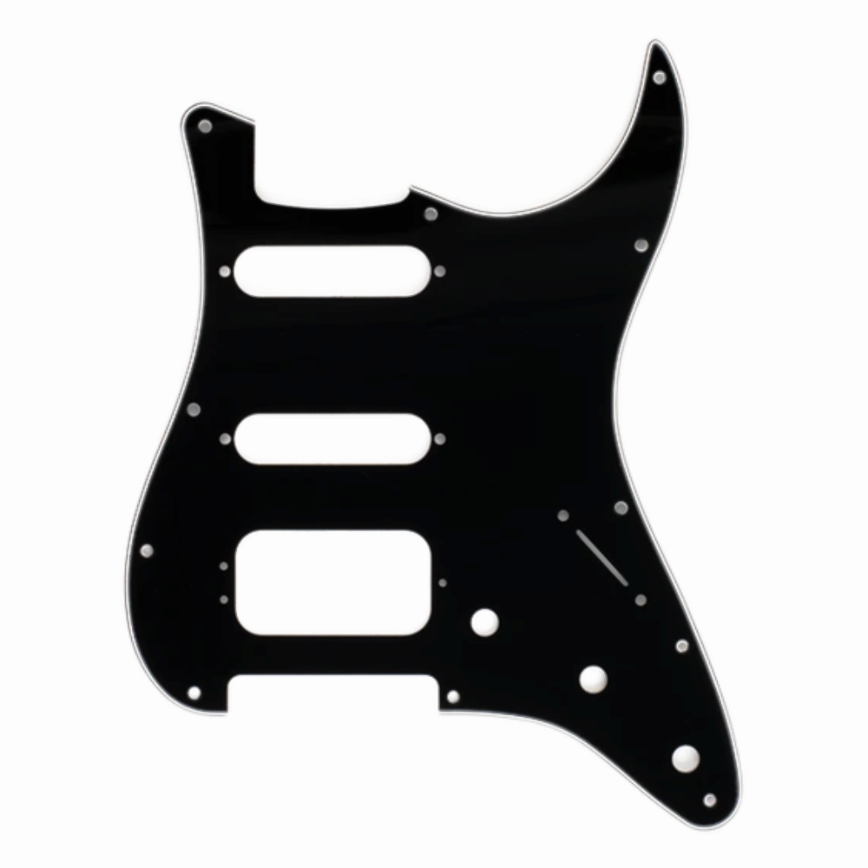 Fender Strat Pickguard 11 Delikli H/S/S Konfigürasyon 3-Ply B/W/B