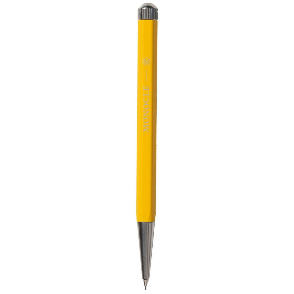 LEUCHTTURM Monocle Serisi Drehgriffel Versatil (Uçlu) Kalem, 0.7 mm Uç, Sarı-Gümüş Kasa