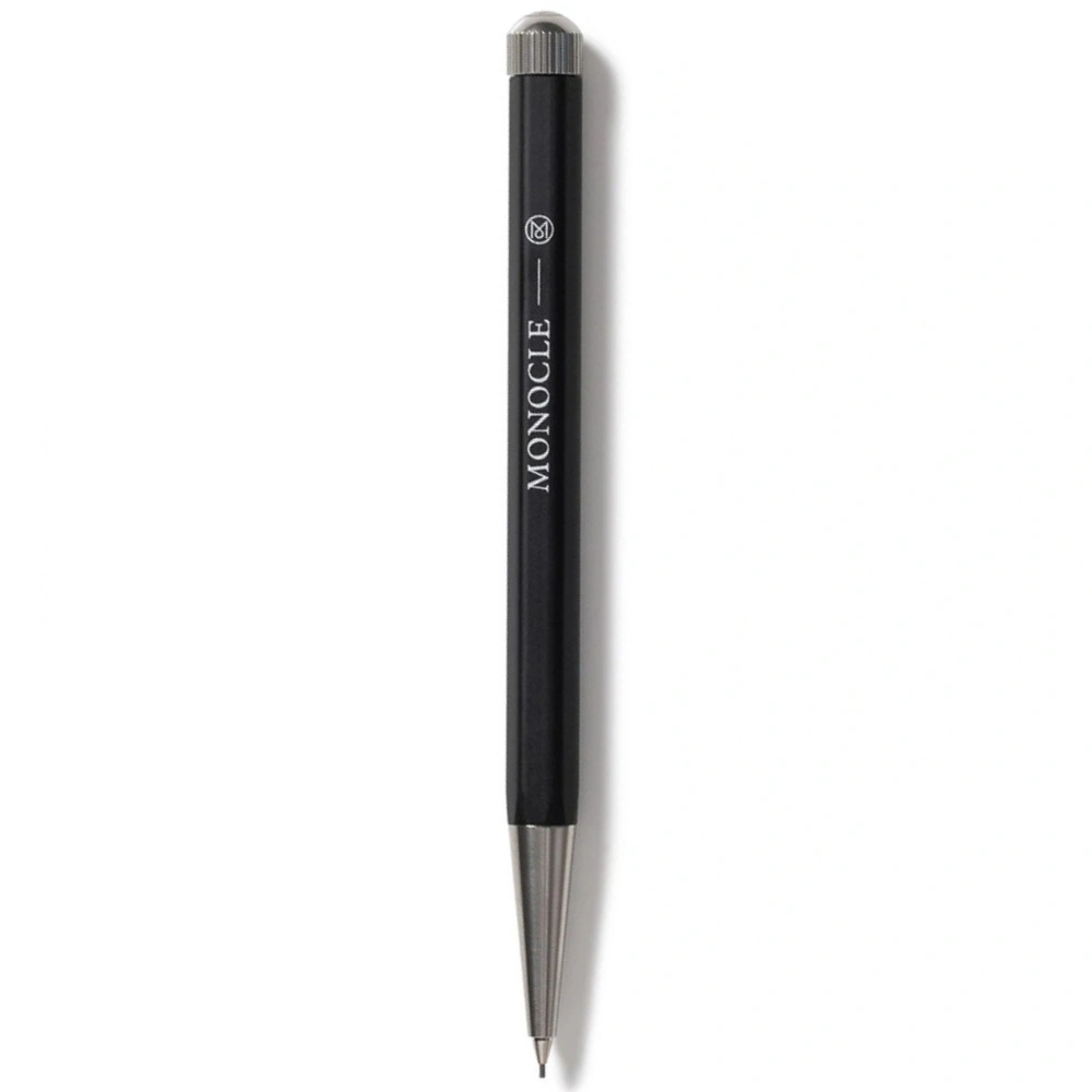 LEUCHTTURM Monocle Serisi Drehgriffel Versatil (Uçlu) Kalem, 0.7 mm Uç, Siyah-Gümüş Kasa
