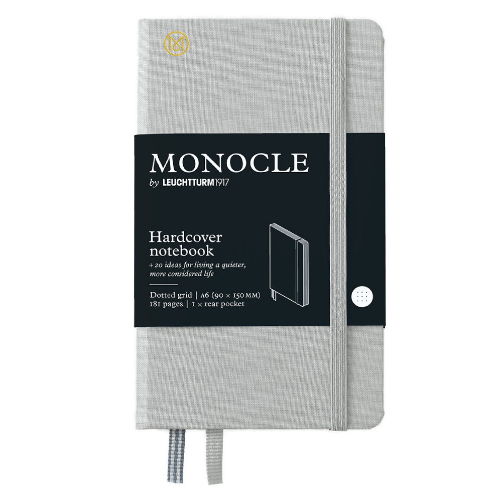 LEUCHTTURM Monocle Serisi, Cep Boy (A6), Sert Kapak, Noktalı, Açık Gri Defter Defter